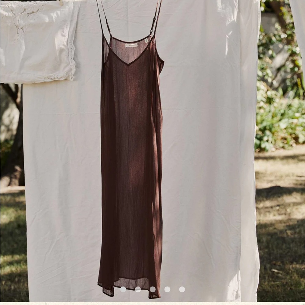 Doen 100% Viscose slip dress, worn twice, color is umber.